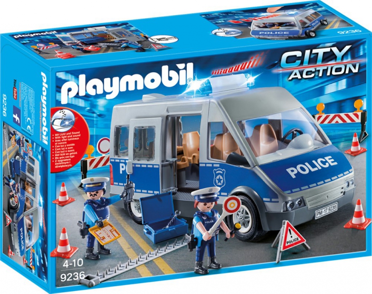 Playmobil 9236 - Police Bus With Street Barri..