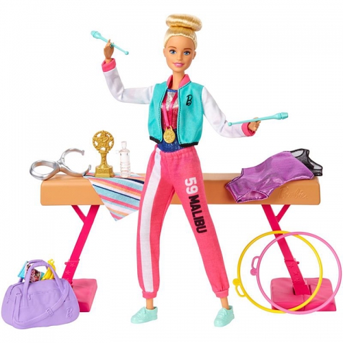 Mattel - Barbie Gymnast Playset with Doll, Ba..